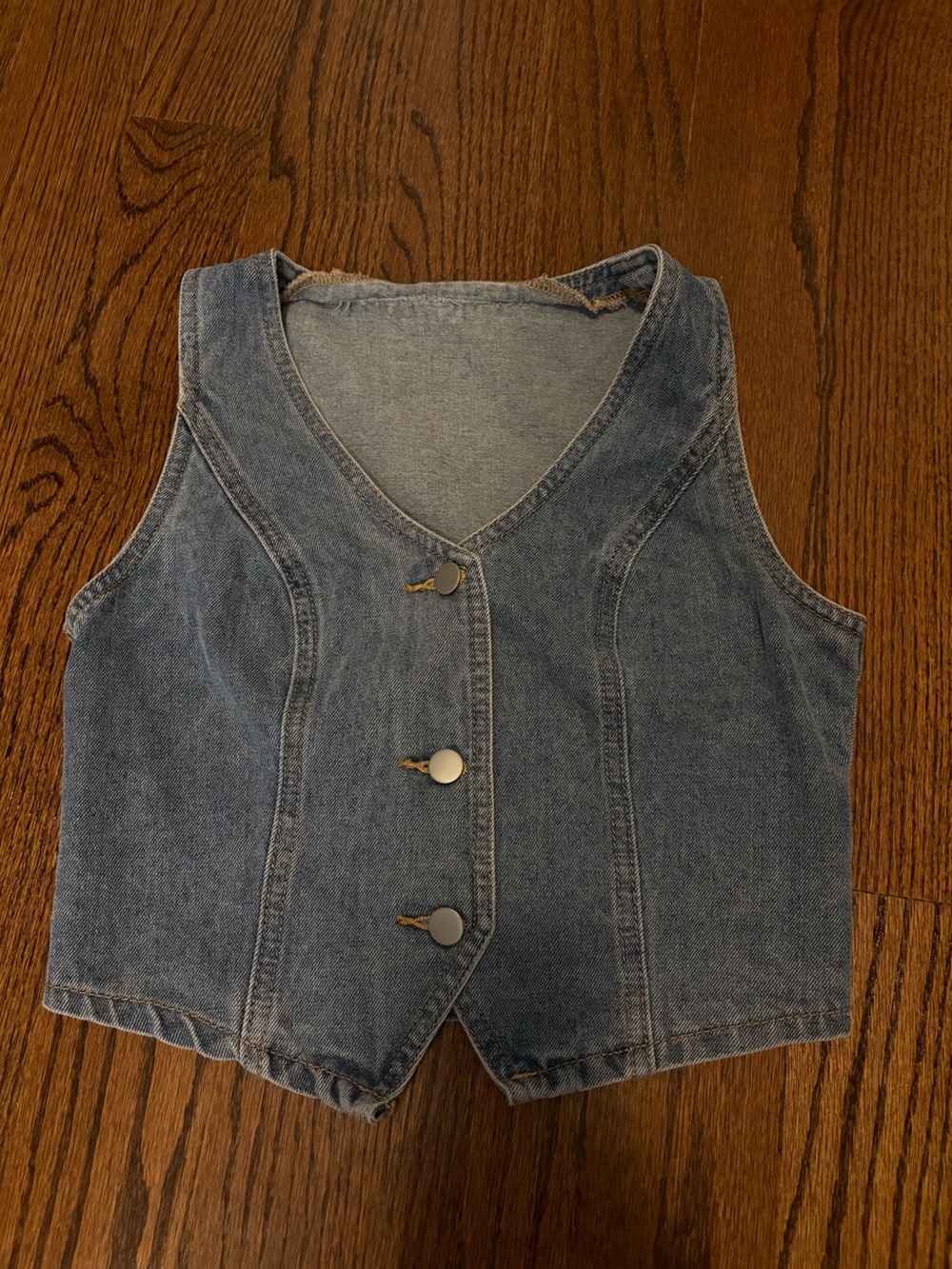 Denim Button Front Vest